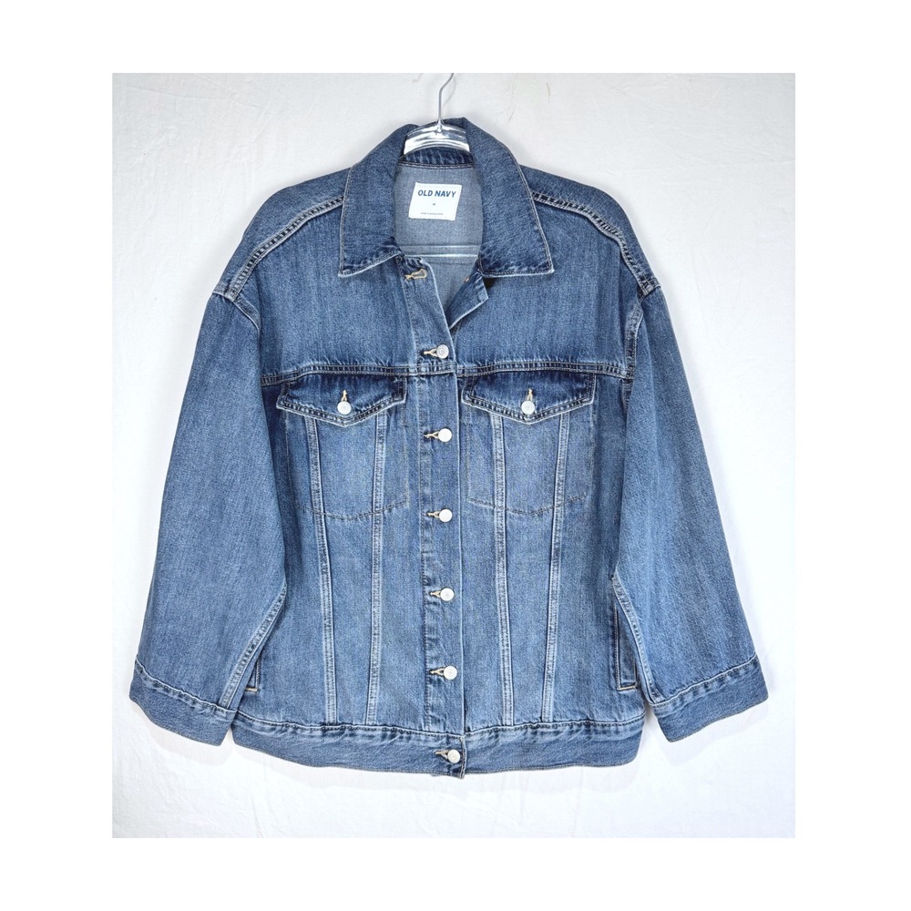 Old‎ Navy Medium Wash Denim Jacket Oversized Cotton Trucker Mens Size Medium